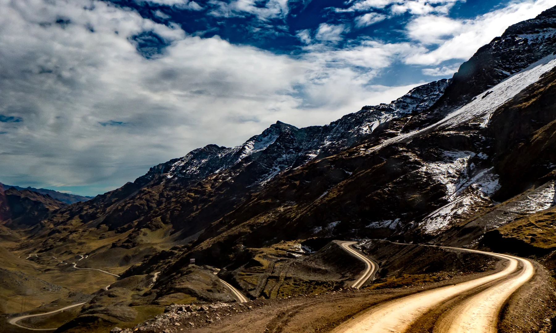 A winding road between mountains